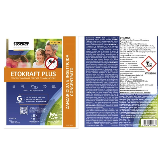 Vendita online Etokraft Plus zanzaricida anti-zanzare 5L 